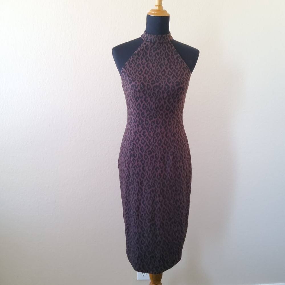 NWOT Trina Turk Halter Bodycon Animal Print Dress Size S New